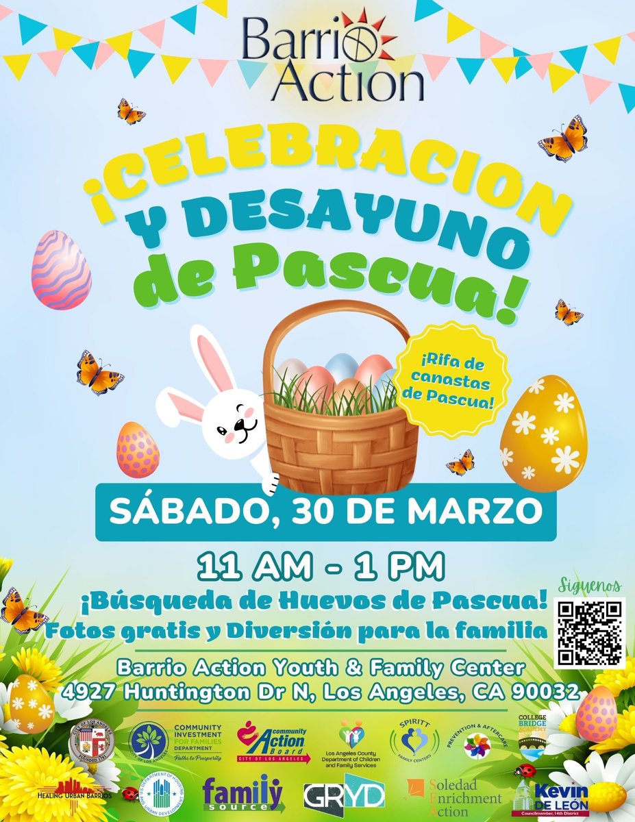 BarrioAction's tweet photo. 🌼🐣 Come celebrate the incoming of Spring with us with our free Easter Brunch Celebration! 

Games, raffles, &amp; breakfast all in one event! 🎊 https://t.co/epTtZOmOKt