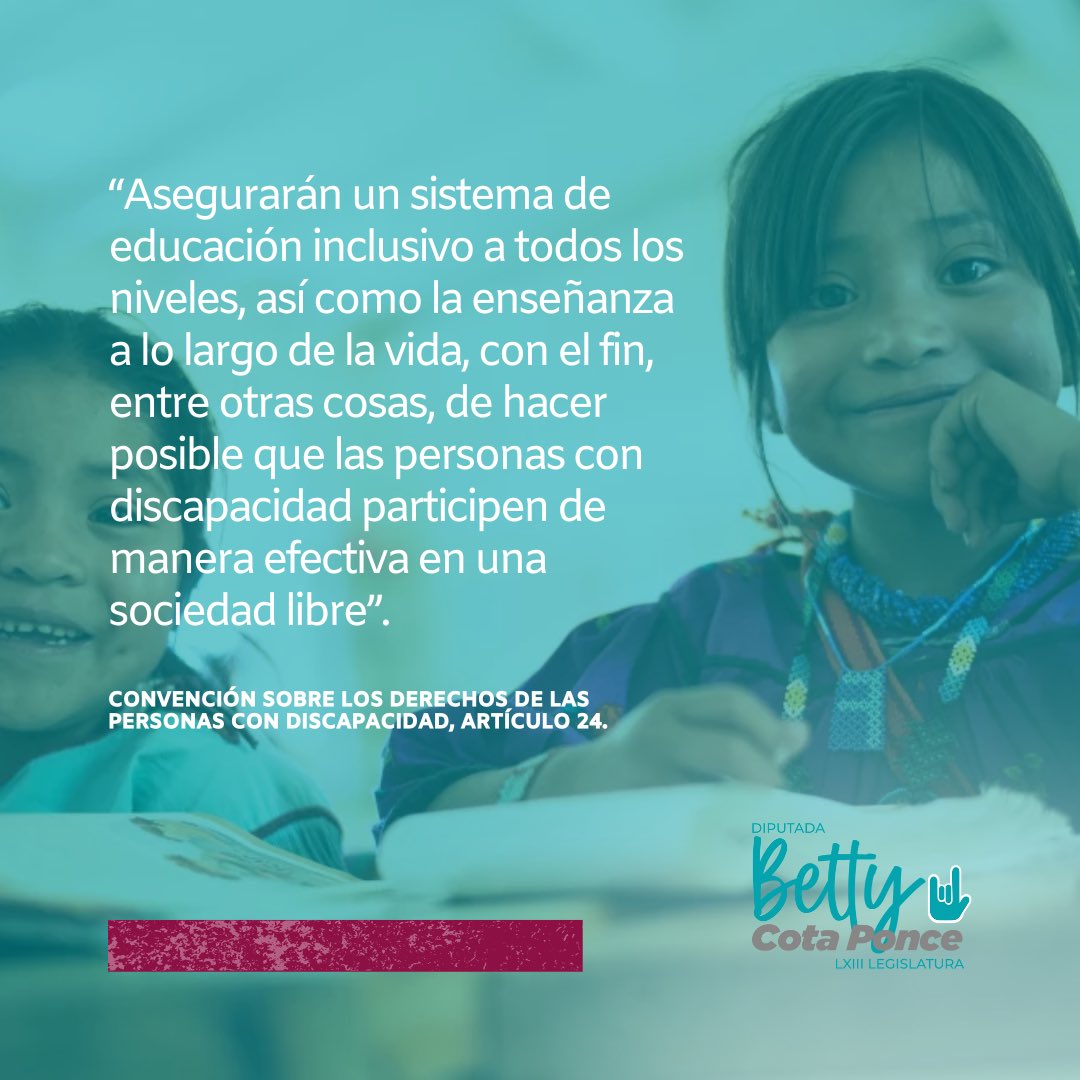BettyCotaPonce's tweet photo. La Educación Inclusiva de calidad de las personas con discapacidad dentro de las aulas, además del beneficio para ellas, es un avance para toda la sociedad. 

Es acercar las aulas a la realidad social, poner en valor la importancia de la diversidad y apostar por el respeto y la igualdad de oportunidades. 

#PorUnaGestiónInclusiva 🤟
