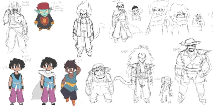 Dragon Ball Broken is an AU where someone in the future made a wish on the dragon balls to dip the world/ universe into chaos.

As a result, characters from different canons and everywhere in the timeline exist all at once, but they're all adjusted to the world in different ways. 
