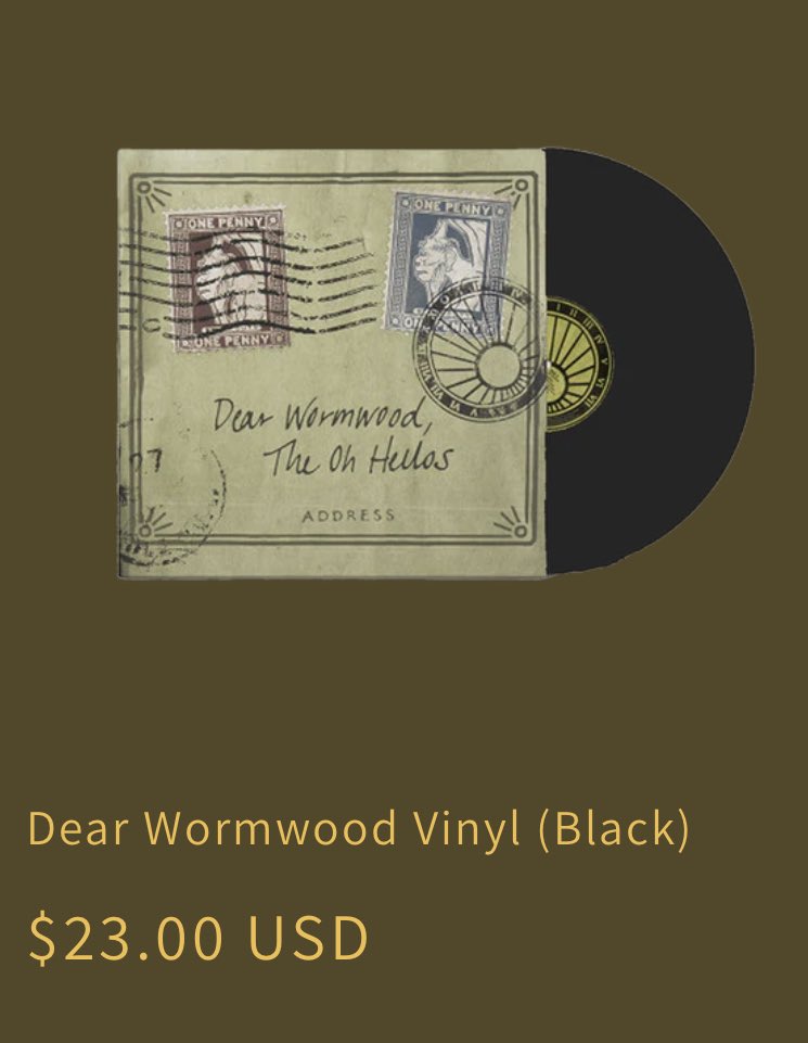 longlost_art's tweet photo. 🚨 THE OH HELLOS FANS UNITE 🚨
THERE HAS BEEN A SILENT DEAR WORMWOOD VINYL RESTOCK!!!
(with shipping mine was about $40)
#theohhellos #dearwormwood @theohhellos https://t.co/U2fnFxoAaE