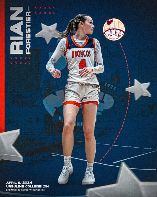 ‼️Excited to have @rian_forestier locked in for our 7th Annual WHO'S NXT? All-American Game. 📍Cleveland, OH (Ursuline College) 🗓 Sat. April 6 💻 Info Whosnxt.org 🏀 @USCWBB commit