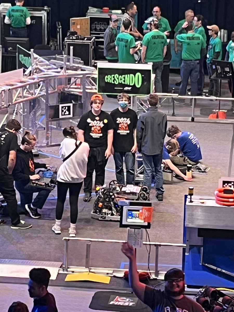 Day 1 is complete at the Wisconsin Regional! We’re super excited for the competition matches tomorrow! Our practice matches went well, and we tested out our improved autos and more. In our last match, we had a problem with our robot, and we are working on getting our robot fixed!