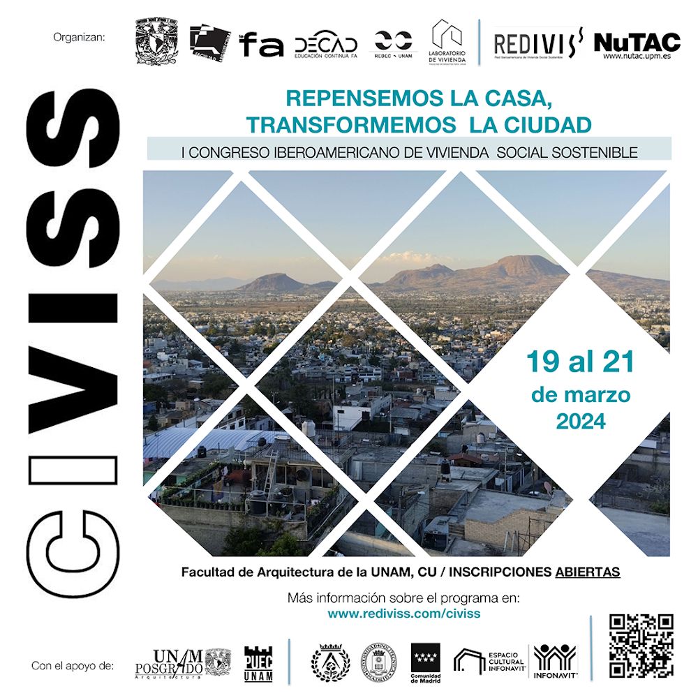 veta_arq's tweet photo. I CONGRESO IBEROAMERICANO DE VIVIENDA SOCIAL SOSTENIBLE

"Repensar la casa, transformar la ciudad" del 19 al 21 de marzo en la @faunam_mx . Vanessa Loya moderará la mesa 1 junto con Sharif S. Kahatt: "Transformaciones tipológicas I: perspectivas históricas" 19 de marzo, 9:45. https://t.co/T3J0X9pdOO