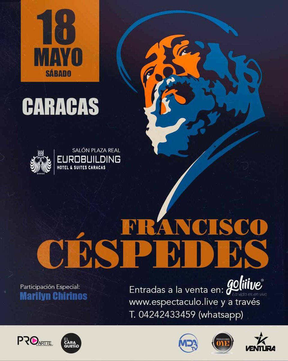 📷Si eres amante de la música no puedes dejar de ver a @franciscopanchocespedes cantautor latinoamericano, entradas a la venta a partir del lunes 11 de marzo por <a href="/goliiive/">go liiive</a>
#concierto #musica #compositor #evento #cantautor #Venezuela 📷
<a href="/produccionesoye/">PRODUCCIONES OYE</a> <a href="/jlperesitoVE/">Jose Luis Pérez Peresito</a>