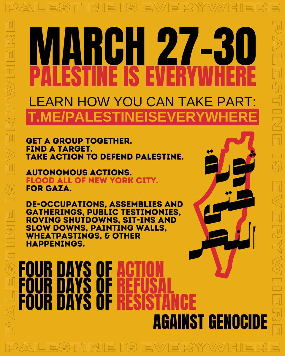 WOLPalestine's tweet photo. This call is circulating for New Yorkers to think creatively, move autonomously, and act courageously within the city.

LEARN HOW YOU CAN TAKE PART: https://t.co/hxf0chZHTS https://t.co/3m4sRW6l9t
