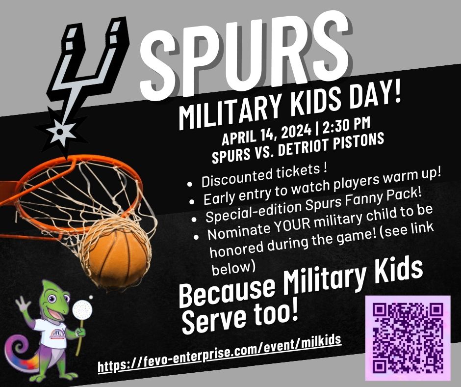 GO SPURS GO! And, Go Military Kids! Join us April 14th!