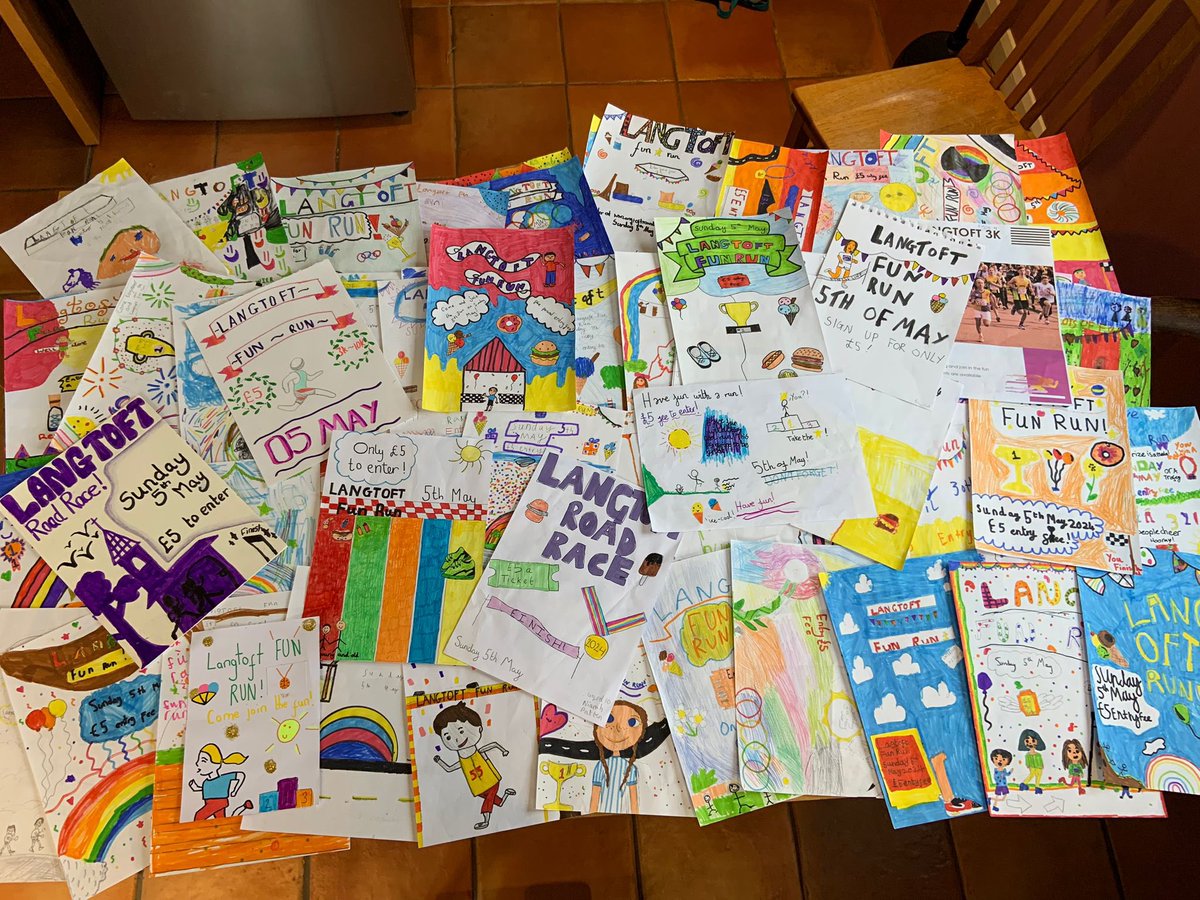 This year we invited pupils from Langtoft Primary School to design a poster to promote our 3k fun run. And what an amazing response of colour and creativity we’ve had! 👏

Look out for news of our winning design coming soon.🥇 (3k and 10k on Sunday 5 May.)