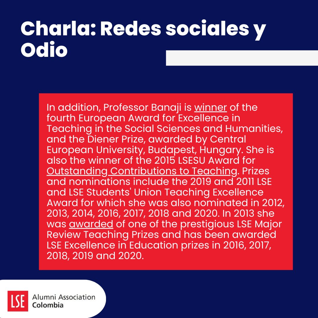 LSEalumniColo's tweet photo. !Últimos cupos!

Tendremos el próximo 20 de marzo en Bruder Cervecería (Zona G de Bogotá) el conversatorio con la Profesora Shakuntala Banaji acerca de su libro sobre redes sociales y odio.

Regístrate en el siguiente link: https://t.co/oMJ8qHBdIK https://t.co/xYKnIZKniW