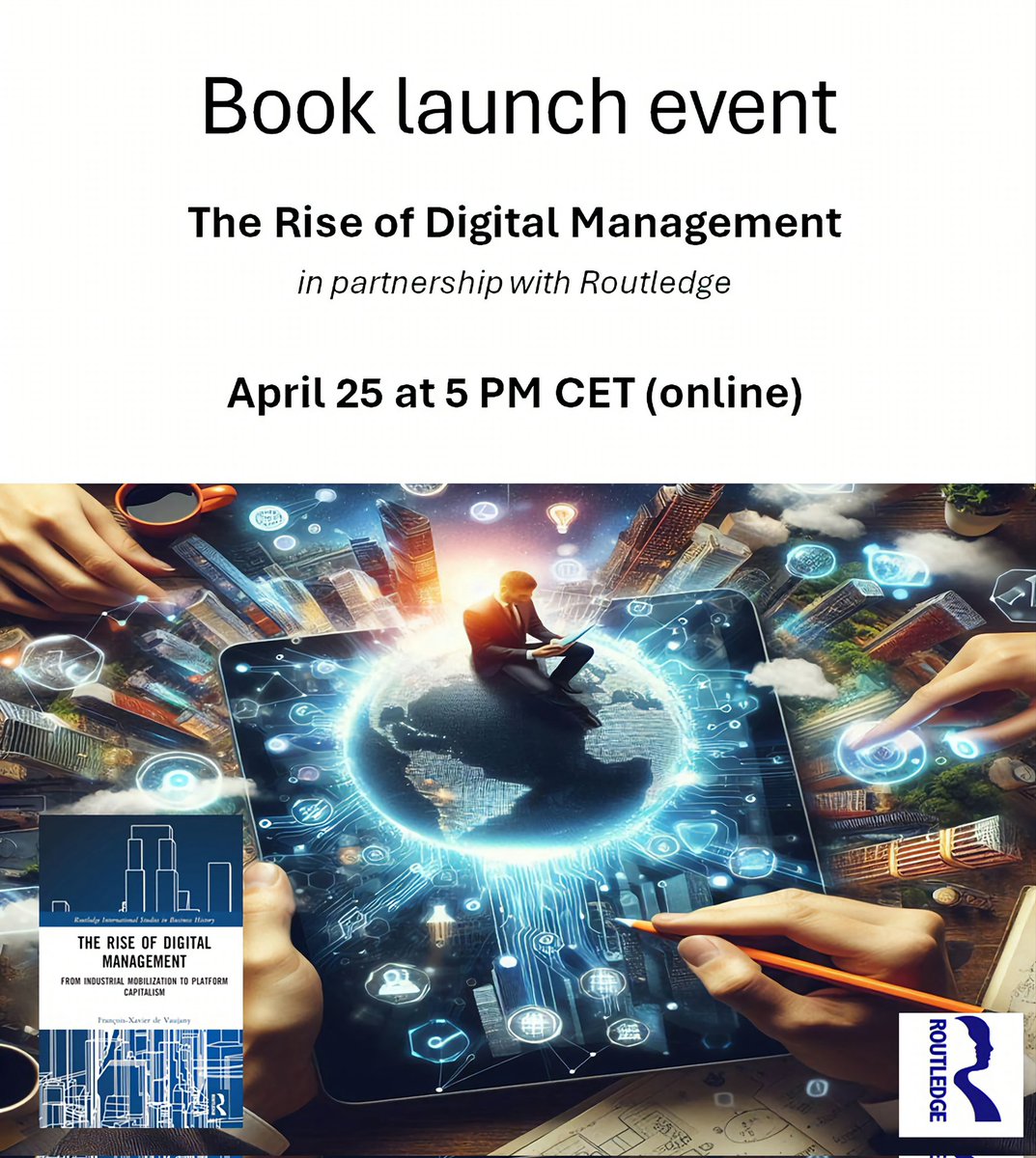 ➡️  Already 200 people registered! Join us for the online book launch event of 'The Rise of Digital Management' by @fdevaujany (April 25 at 5 PM CET). Registration: lnkd.in/eCeupF_G #TheRiseofDigitalManagement #ManagerialApocalypse @Paris_Dauphine @routledgebooks