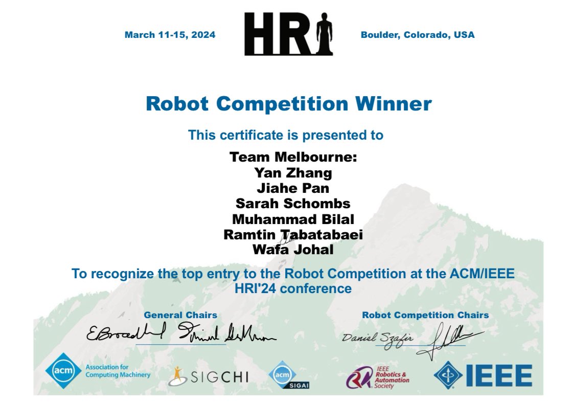 mbilalmce's tweet photo. Our team won the robot competition at the HRI Conference 2024. 🦾
@HRI_Conference https://t.co/2nbdGsJPIC