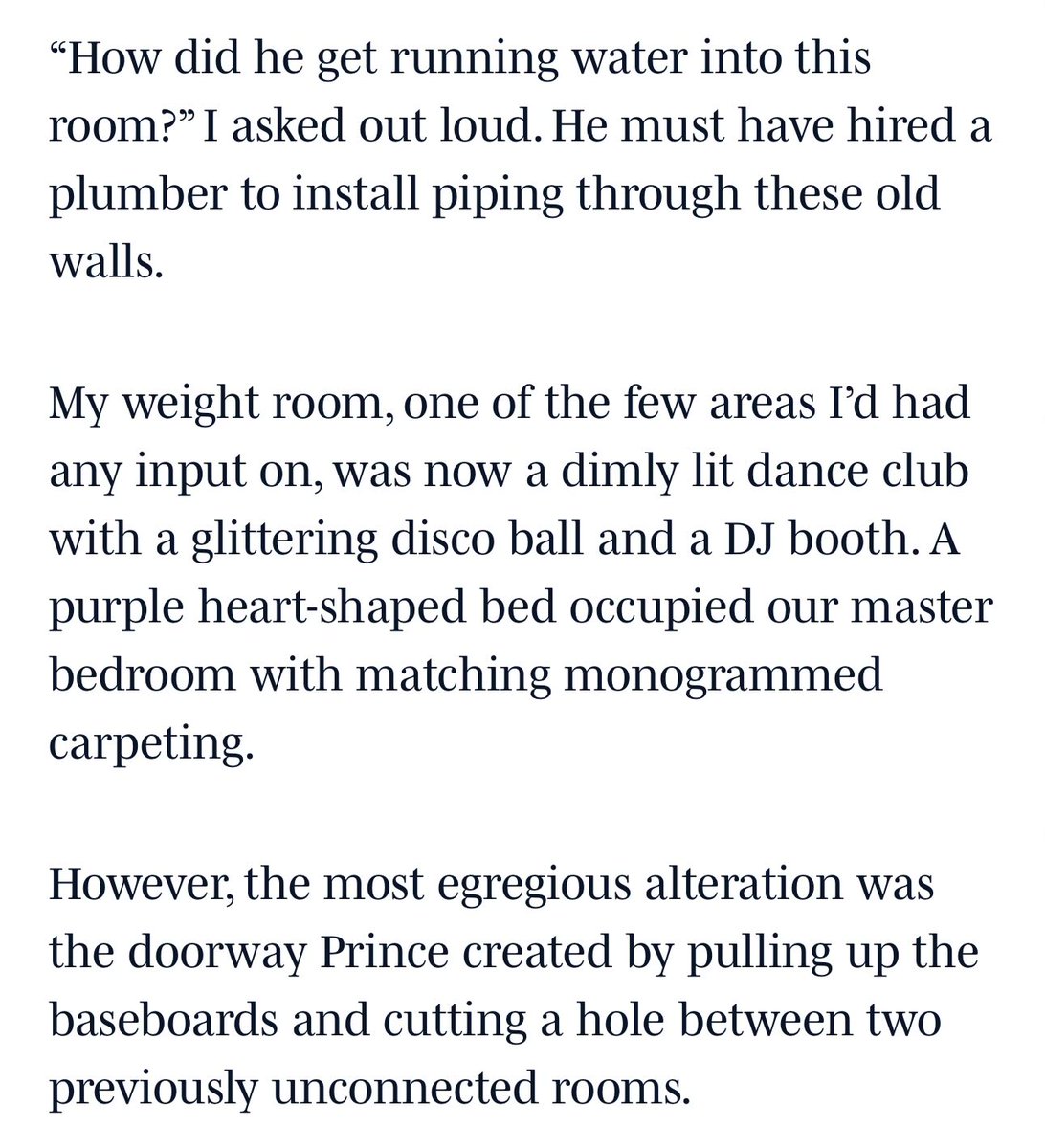 MikeBeauvais's tweet image. One of the funniest Prince stories is the time he rented Carlos Boozer’s house in LA and then massively renovated it without telling him, including installing a hair salon on a spare bedroom.