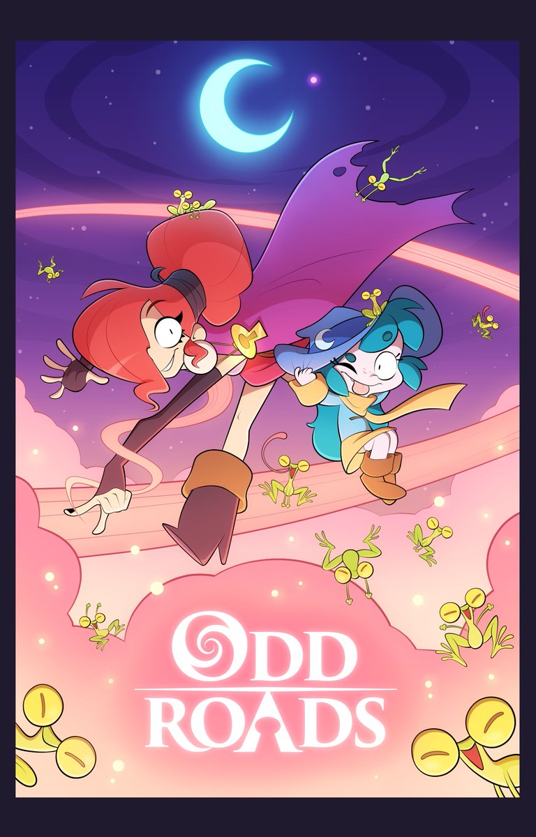 cosmos_mad's tweet photo. It's time to announce this: I'm working on a webcomic fantasy series! Odd Roads will star Zoe and Lucy on a journey around the world to uncover an ancient mystery.  The first chapter will release next week on the official site. Stay tuned! 🐸 https://t.co/uhDTWbMYFF