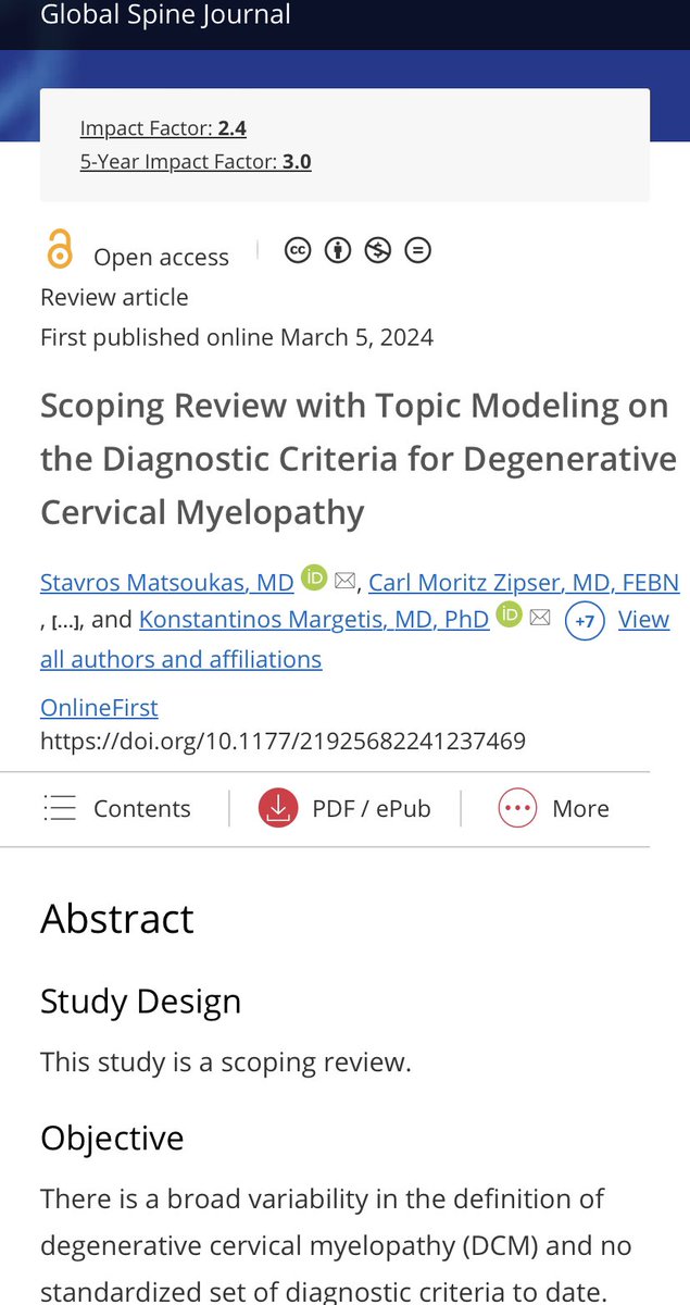 Degenerative Cervical Myelopathy. We see it every day but are there comprehensive diagnostic criteria? What has been used in the past?
Please be sure to check our latest published paper!