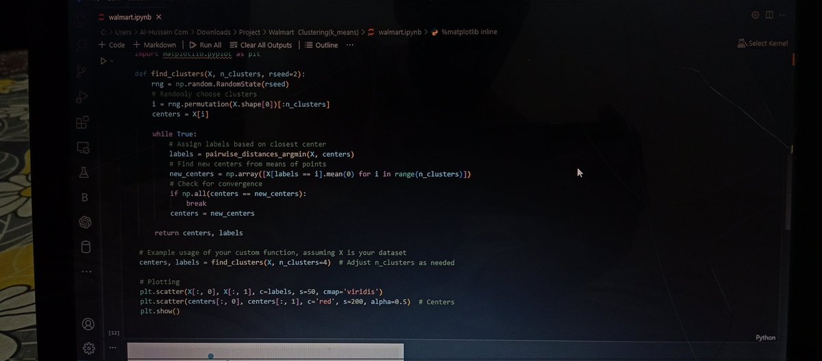 ahm4970's tweet image. Unlocking insights through data virtualization and Python-powered K-means clustering – where every data point becomes a beacon illuminating the path to deeper understanding.📊💡#DataVirtualization #PythonAnalytics #KMeansClustering #InsightDiscovery #DataDrivenDecisions