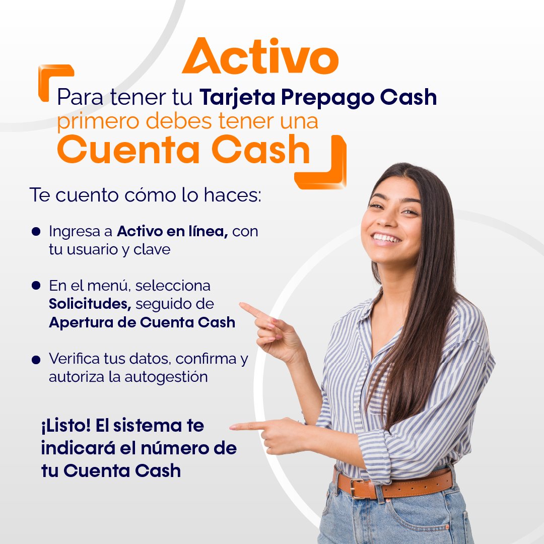 bancoactivo's tweet photo. ¡Abre tu Cuenta Cash de manera online!
¿Aún no eres cliente de Activo? Recuerda que, con Activo, tú te tienes que #activar 😱 Abre una cuenta con nosotros y disfruta de todas las bondades de nuestros productos y servicios 😎🚀
#activo #cuentacash #productos #banco #servicios https://t.co/T0jvjDiNSA