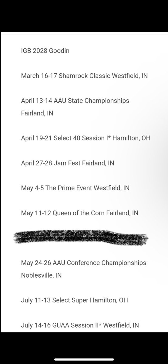 Here is my AAU schedule for this summer!!