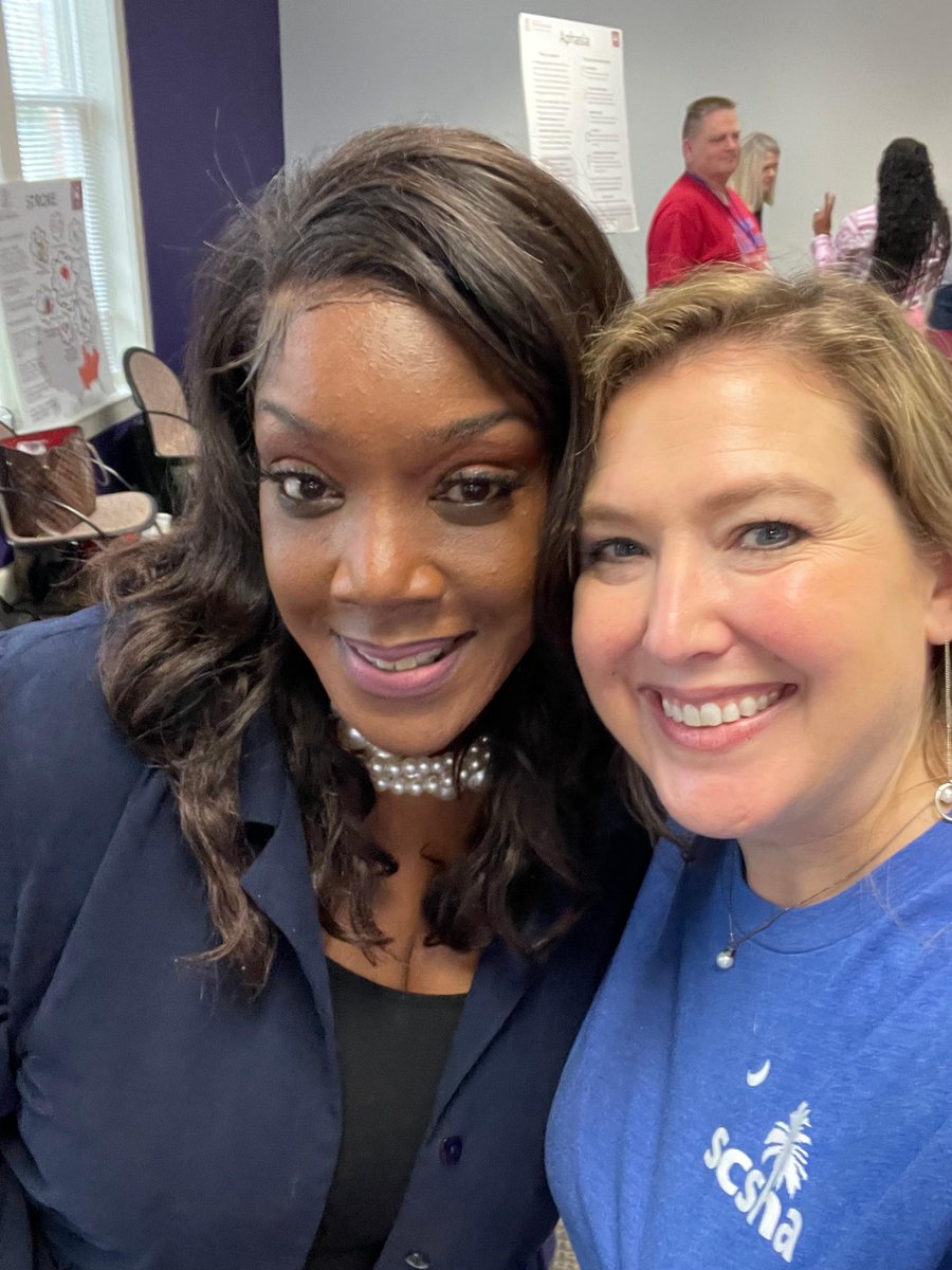 SCSHA_SC's tweet photo. Guess who we bumped into today at Columbia College's SLP Day? Only the fabulous folks from SCSHA! 🌟 Talk about a surprise meet-up that brightened our day! #SLPDay #SCSHAEncounter 🎉 https://t.co/TbfdFha06f