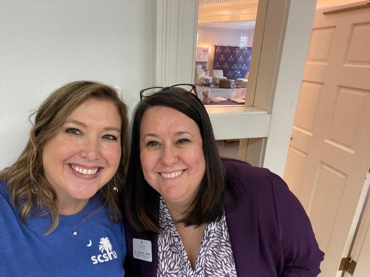 SCSHA_SC's tweet photo. Guess who we bumped into today at Columbia College's SLP Day? Only the fabulous folks from SCSHA! 🌟 Talk about a surprise meet-up that brightened our day! #SLPDay #SCSHAEncounter 🎉 https://t.co/TbfdFha06f