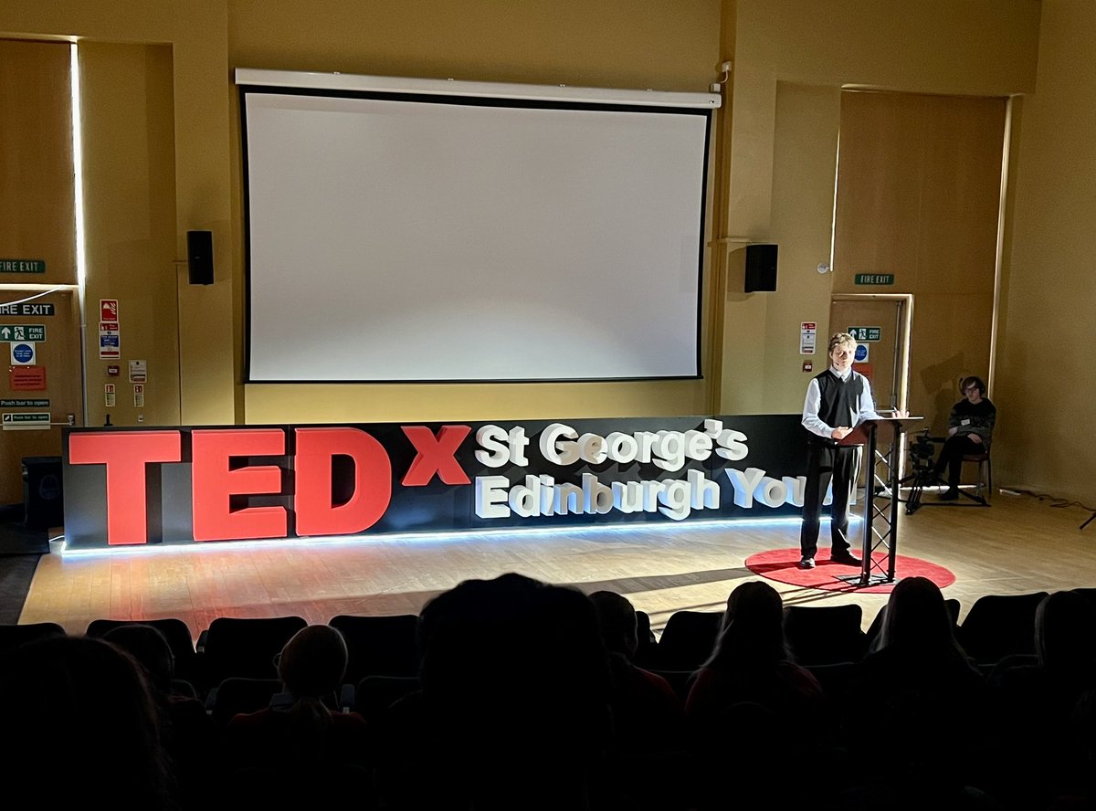 FettesLibrary's tweet photo. So proud of our student Moritz for presenting his TED talk today at #TEDxYouthStGeorgesEdinburgh!! A wonderful event with lots of inspirational talks. A big well done to all the speakers, everyone involved in organising, and big congrats to Moritz!! @Fettes_College https://t.co/lk3NwwC52I