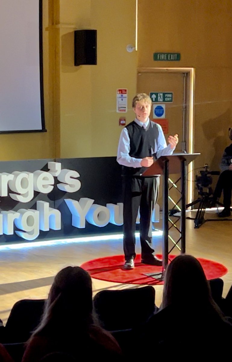 FettesLibrary's tweet photo. So proud of our student Moritz for presenting his TED talk today at #TEDxYouthStGeorgesEdinburgh!! A wonderful event with lots of inspirational talks. A big well done to all the speakers, everyone involved in organising, and big congrats to Moritz!! @Fettes_College https://t.co/lk3NwwC52I