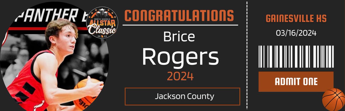 🚨North Ga All Star Classic 🚨 🗓March 16th 🏢 Gainesville High School 🎥 NonStop Sports 🖊️ Media ✅ Top Players Brice Rogers from Jackson County is in for the All Star Classic.