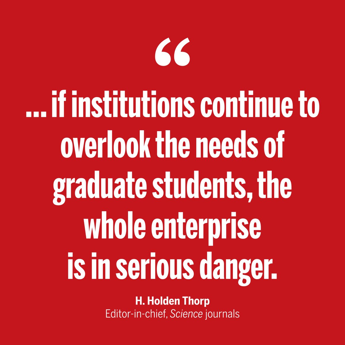 '[I]f institutions continue to overlook the needs of graduate students, the whole enterprise is in serious danger,' writes H. Holden Thorp in a new #ScienceEditorial reflecting on the harms of #ResearchMisconduct on students. scim.ag/6eW