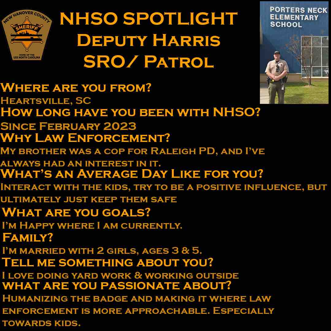 NewHanoverSO's tweet photo. Congratulations to Deputy Harris for being in the Spotlight! 💙

#NHSO #NHSOSpotlight #NHSOSRO https://t.co/780RFbNW33