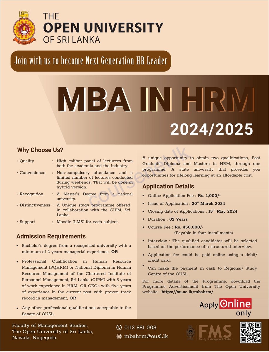 MBA in Human Resource Management from The Open University of Sri Lanka #masters #MBA #HRM #course #coursenet