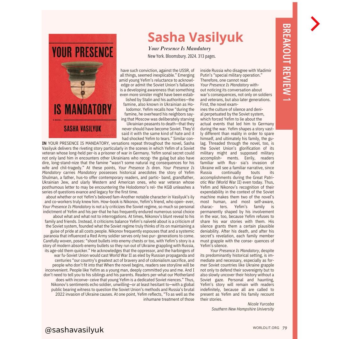 First reviews are starting to come in! This one by @NYurtsaba in @worldlittoday is both smart and gorgeous. So so grateful! worldliteraturetoday.org/2024/march/you… #BookReviews