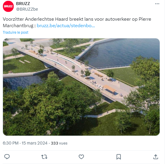 Semaine productive chez les socialistes anderlechtois : on demande de rouvrir aux voitures un pont piétonnisé depuis 10 ans et on s'oppose à un étang de baignade écologique.

L'écosocialisme attendra.