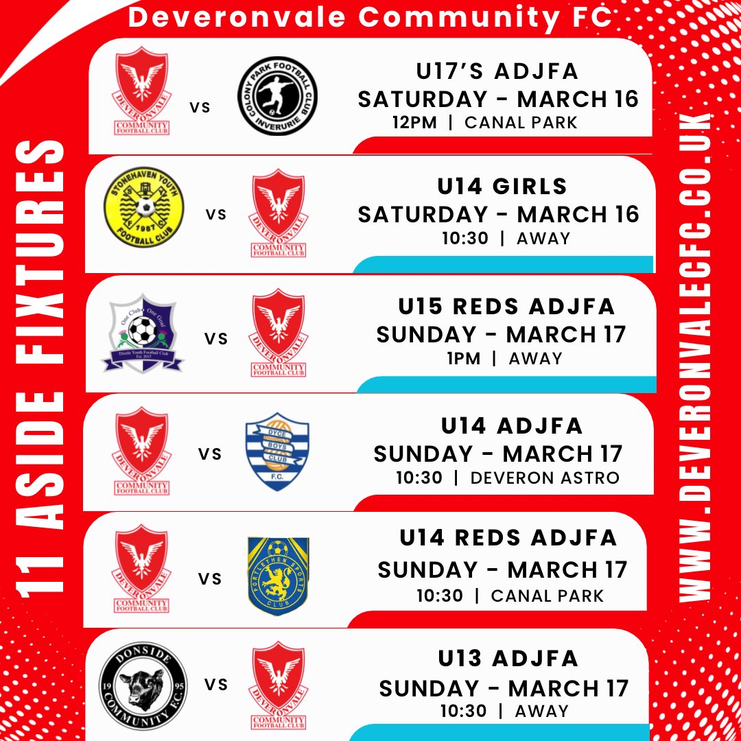 valecommunityfc's tweet photo. Whoop it’s the weekend!Please see all the weekends fixtures from around the club from our Festival to Development through to our 11 aside football.
Safe travels everyone & have a great weekend of football ⚽️
C’Mon I Vale 🔴⚪️🔴
#valecommunity #canalparksaved #bethebestyoucanbe https://t.co/7HZyDa7Rtm