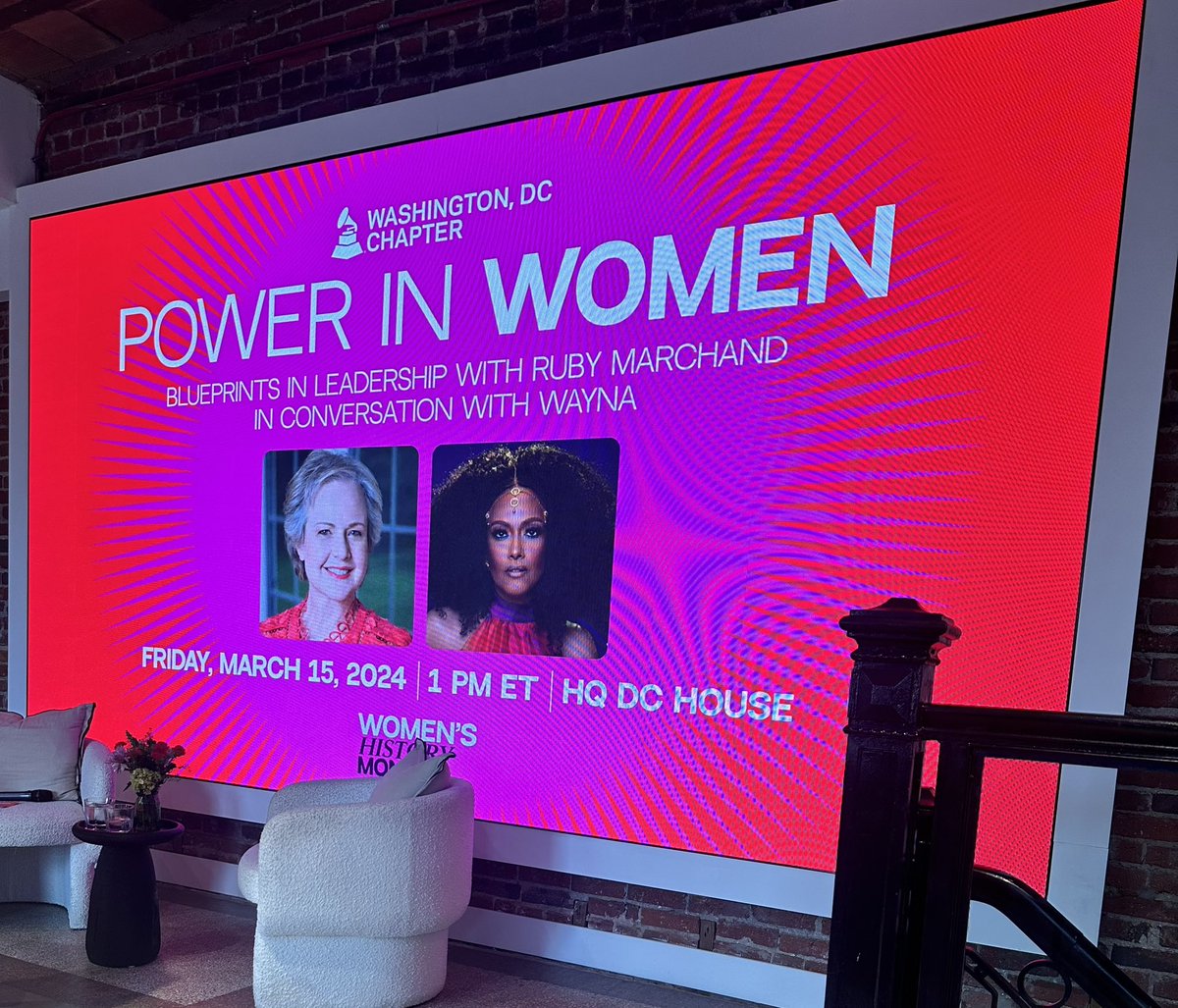Today, I attended 'The Power In Women - Blueprints in Leadership with Ruby Marchand in conversation with Wayna' at HQ DC House. The event was sponsored by the DC Chapter of The Recording Academy!! Recording Academy / GRAMMYs