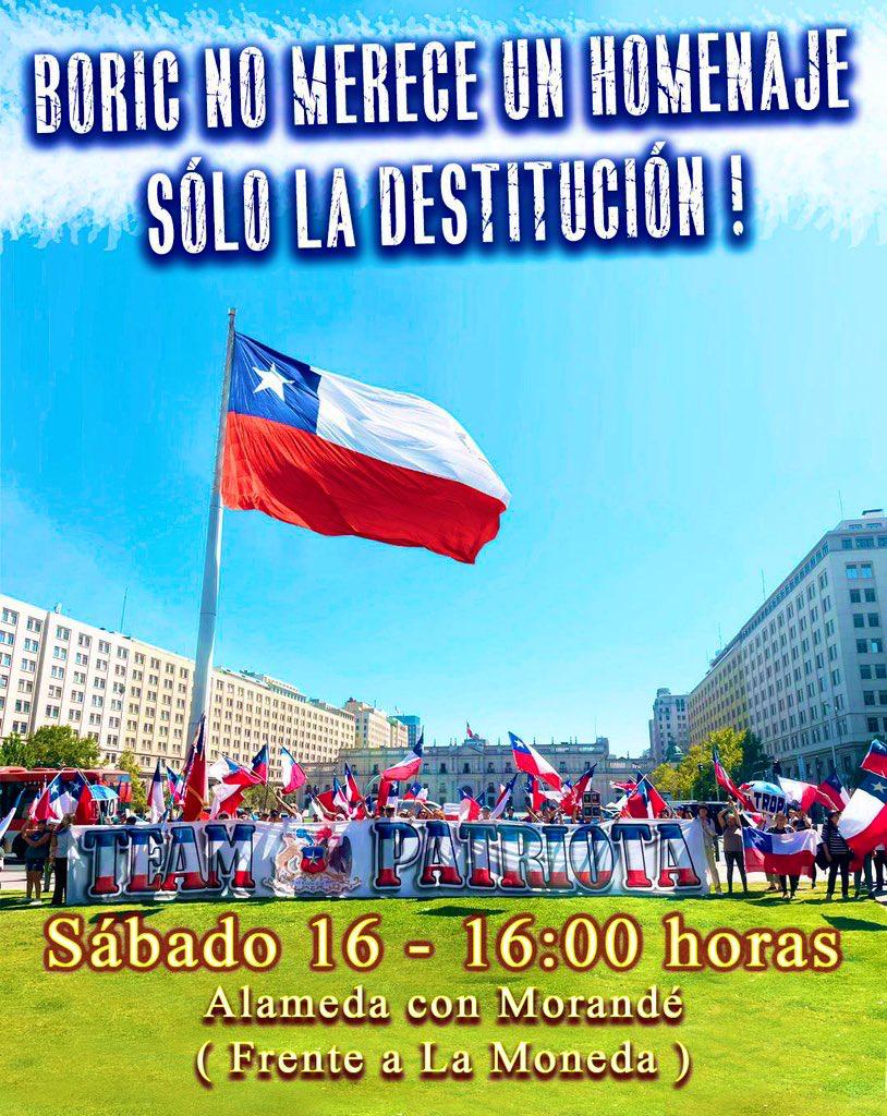 MAÑANA QUIERO VER EN LAS CALLES A TODOS LOS QUE SE QUEJAN POR RRSS.

QUIEN PUEDA IR, TIENE EL DEBER DE HACERLO.

LA LIBERTAD PELIGRA.
#ChileBajoAtaque
#DestitucionABoric

#BoricInconstitucional
👇👇👇