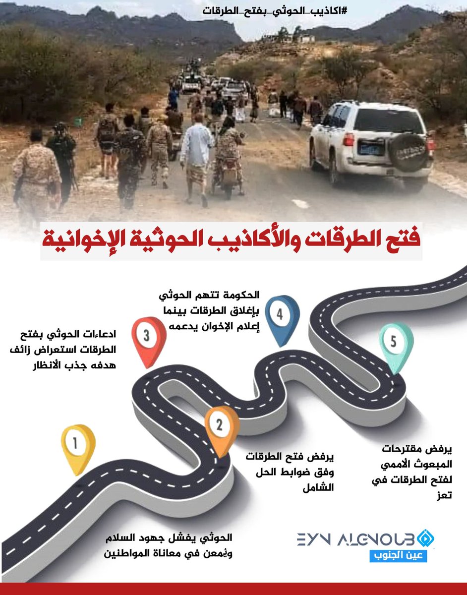 FATEMAALABADE5F's tweet photo. أعلنت المليشيات، مؤخراً، فتح الطريق التي أغلقتها من جانبها، ورغم إدراكنا بعدم جديتها، نظراً لتاريخها الطويل في نقض العهود والتلاعب وتوظيف الشأن الإنساني في دعايتها الإعلامية العسكرية.
#اكاذيب_الحوثي_بفتح_الطرقات https://t.co/fWconViWw7