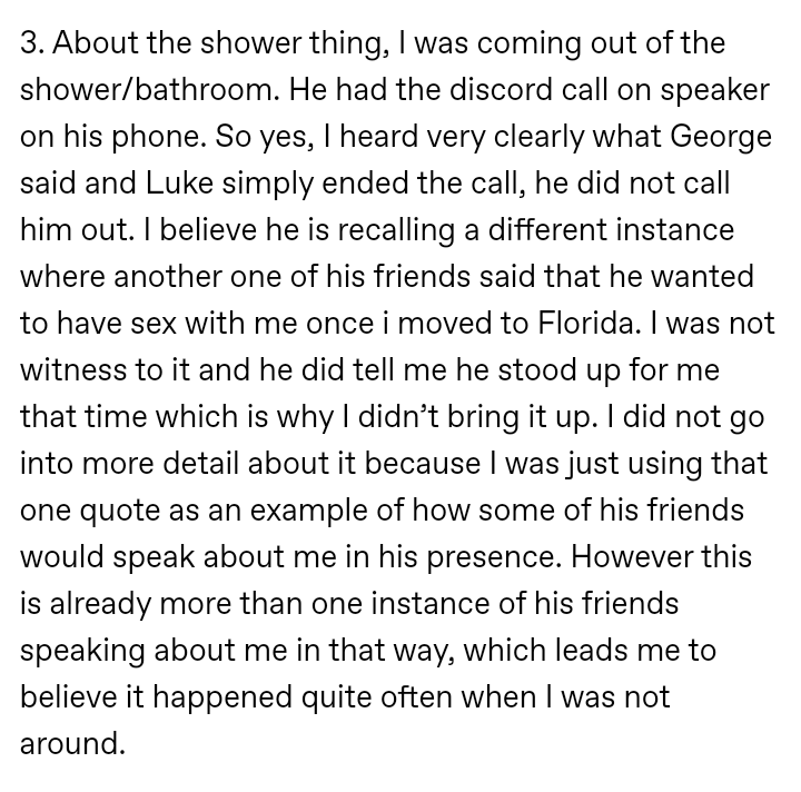 Zero56566043's tweet photo. @quickhakker @cheesecat25 Punz said andi said sexual things provoking George to say this but andi responded saying that she did not. I still don't think it's acceptable to say. (White SS are from andi, black ss are from punz) you can still find andis statement on Tumblr but I think punz deleted his. https://t.co/zCNVt0HEAb