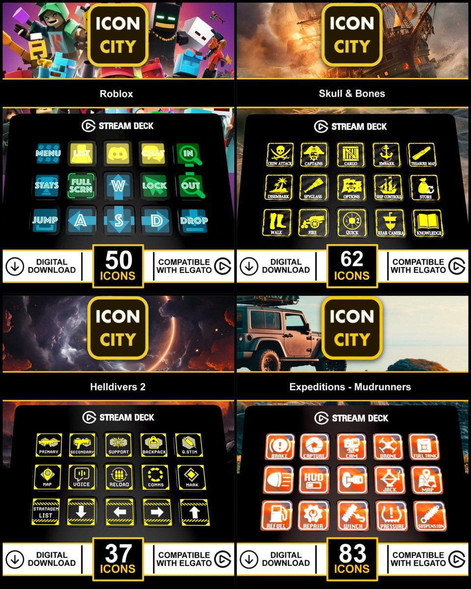 Yeah!!! that’s 105 products waiting to be discovered in the iConCity.com online store! &gt; #helldivers #skullandbones #iracing and so much more! :) #streamdeck #elgato #iconcity