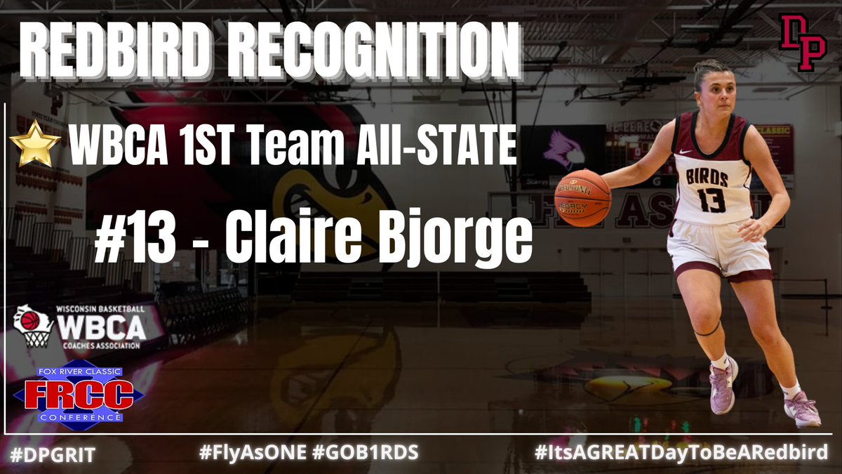 De Pere Girls BBall (@dpgirlsbb) on Twitter photo Congratulations <a href="/clairebjorge/">Claire Bjorge</a> earning WBCA 1st Team All-State Honors👏wissports.net/news_article/s… Excited to watch your continued success😤#GOB1RDS #FlyAsONE #AllLOVE #DPGRIT #DPWAY #TeamFinance #DailyDeposits Congratulations <a href="/clairebjorge/">Claire Bjorge</a> earning WBCA 1st Team All-State Honors👏wissports.net/news_article/s… Excited to watch your continued success😤#GOB1RDS #FlyAsONE #AllLOVE #DPGRIT #DPWAY #TeamFinance #DailyDeposits