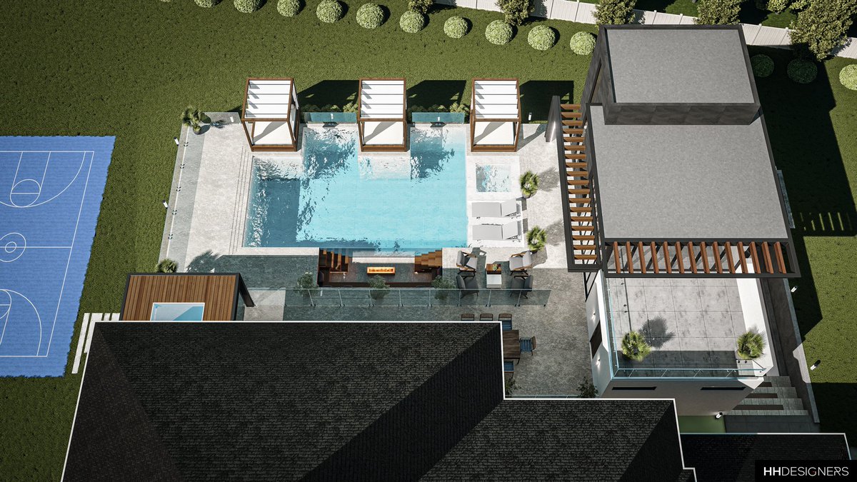 hhdesigners's tweet photo. Oasis Backyard Masterplanned and Designed by HHDESIGNERS:
▪️ Pool House
▪️ Sauna
▪️ Guest Rooms
▪️ Pool
▪️ Jacuzzi
▪️ Basketball Courts

__________________
Request a Consultation:
We'd be honored to design a space that inspires, delights, and leaves an indelible impression on all who walk through your doors.

👉 https://t.co/Qft9CKeSxG 

#oasis #backyard #masterplanned #designed #poolhouse #sauna #guestrooms #pool #jacuzzi #basketballcourts