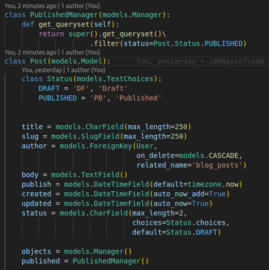 stanley643's tweet photo. 📅 15nth March 2024 Day 03 of 100 @ #100daysofalxse.  I have learnt:
1. Customizing how models are displayed and 
2. Working with querysets and managers. #ALX_SE #100daysofALXSE #DoHardThings #idohardthings #100DaysOfALXSWE #ALX_SWE https://t.co/6ZIeB9lC1W