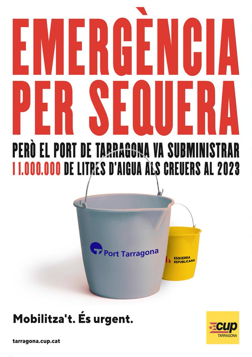 💧EMERGENCIA PER SEQUERA!💧

Però el Port de Tarragona aposta per un model de turisme massiu i contaminant ampliant terminals de creuers mentre el territori s’asseca cada cop més.

Mobilitza’t. És urgent.

#EnsAssequenLaTerra
