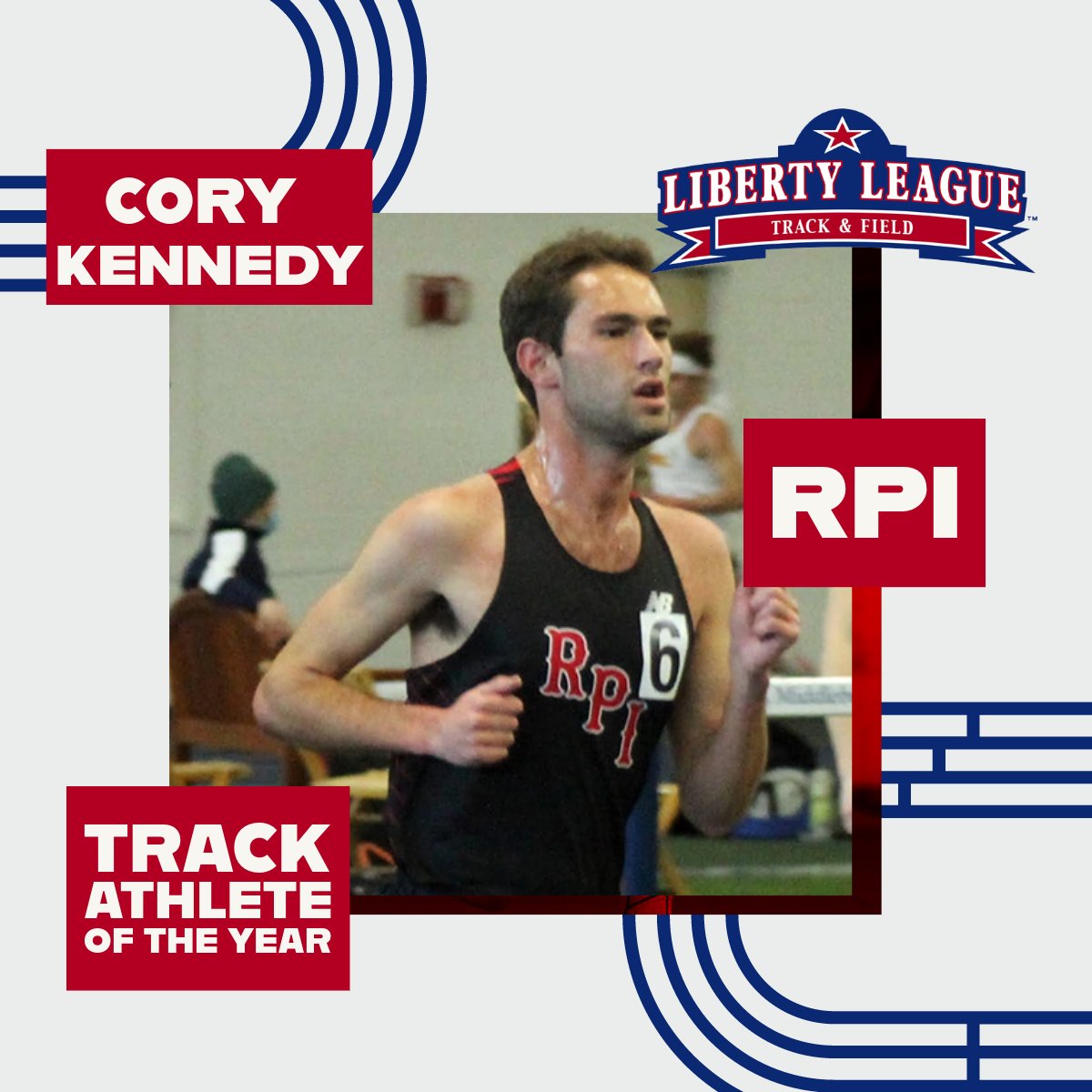 Congrats to Cory Kennedy of @RPIAthletics, the 2023-24 Liberty League Men's Indoor Track & Field Track Athlete of the Year! #LLTrackField