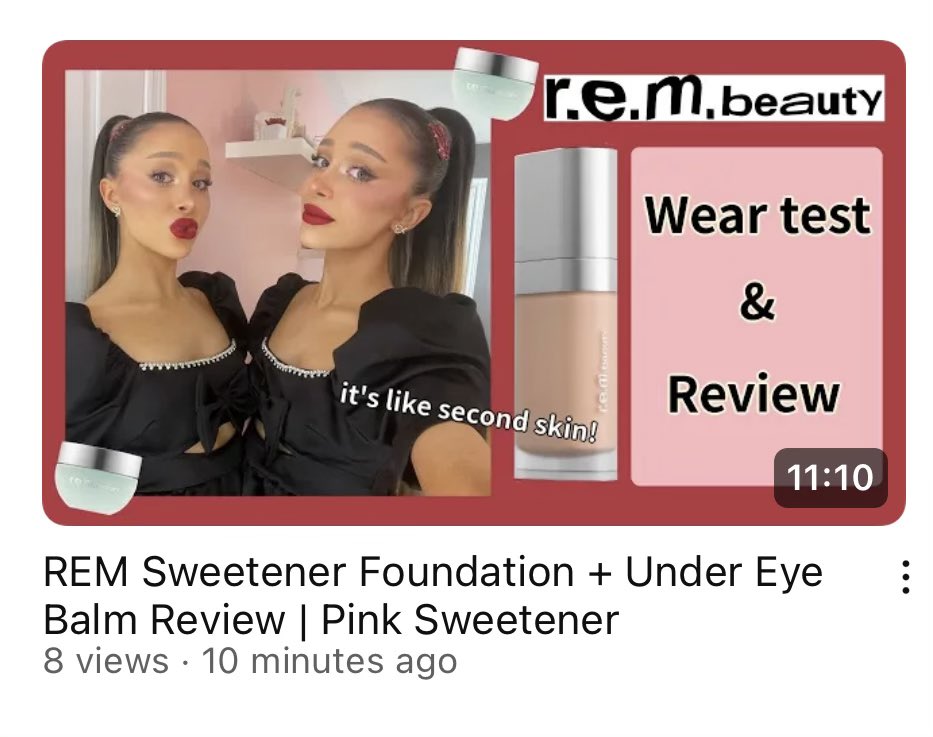 Go check out our new YouTube video out now! We review and rate some of @rembeauty products :) Click here to watch: youtu.be/IAnYGI5RYyg?si… #rem #rembeauty #ArianaGrande #makeup #review #YouTube