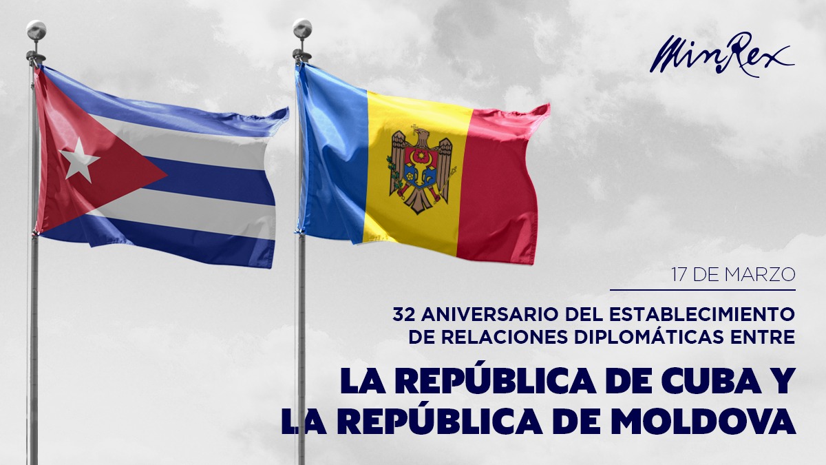#Cuba 🇨🇺 y #Moldova 🇲🇩 celebran el 32 aniversario del establecimiento de sus relaciones diplomáticas

Ratificamos la voluntad de desarrollar las relaciones entre nuestros países.
