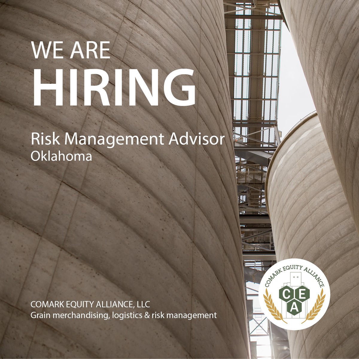 comarkequity's tweet photo. CEA is searching for an RMA for OK. This position creates marketing strategies for producers &amp; originates grain. Bachelor's degree in ag or business  &amp; 1 year experience required. Series 3 &amp; OK crop insurance license preferred. Apply by April 1 to aatkinson@ceagrain.com. https://t.co/twERm9m5My