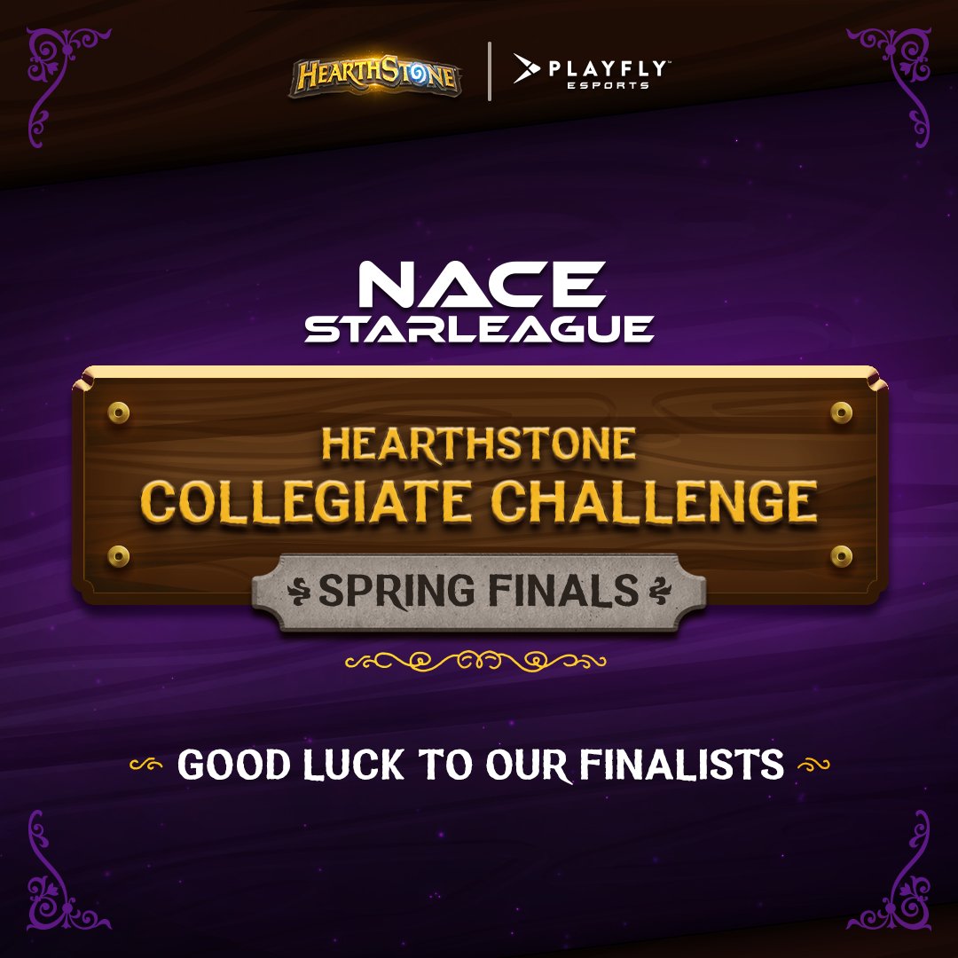 Best of luck to this weekend's Hearthstone Collegiate Challenge Spring Finalists🌸☀️ Top 8: Rutgers | @LongBach313 RIT |  @epicmingo Northeastern | CritEcal Shawnee State | @cod_menace RIT | @jiddle_ Carleton | @derek8wilson Northeastern | Rockfire Shawnee State | DandySchool