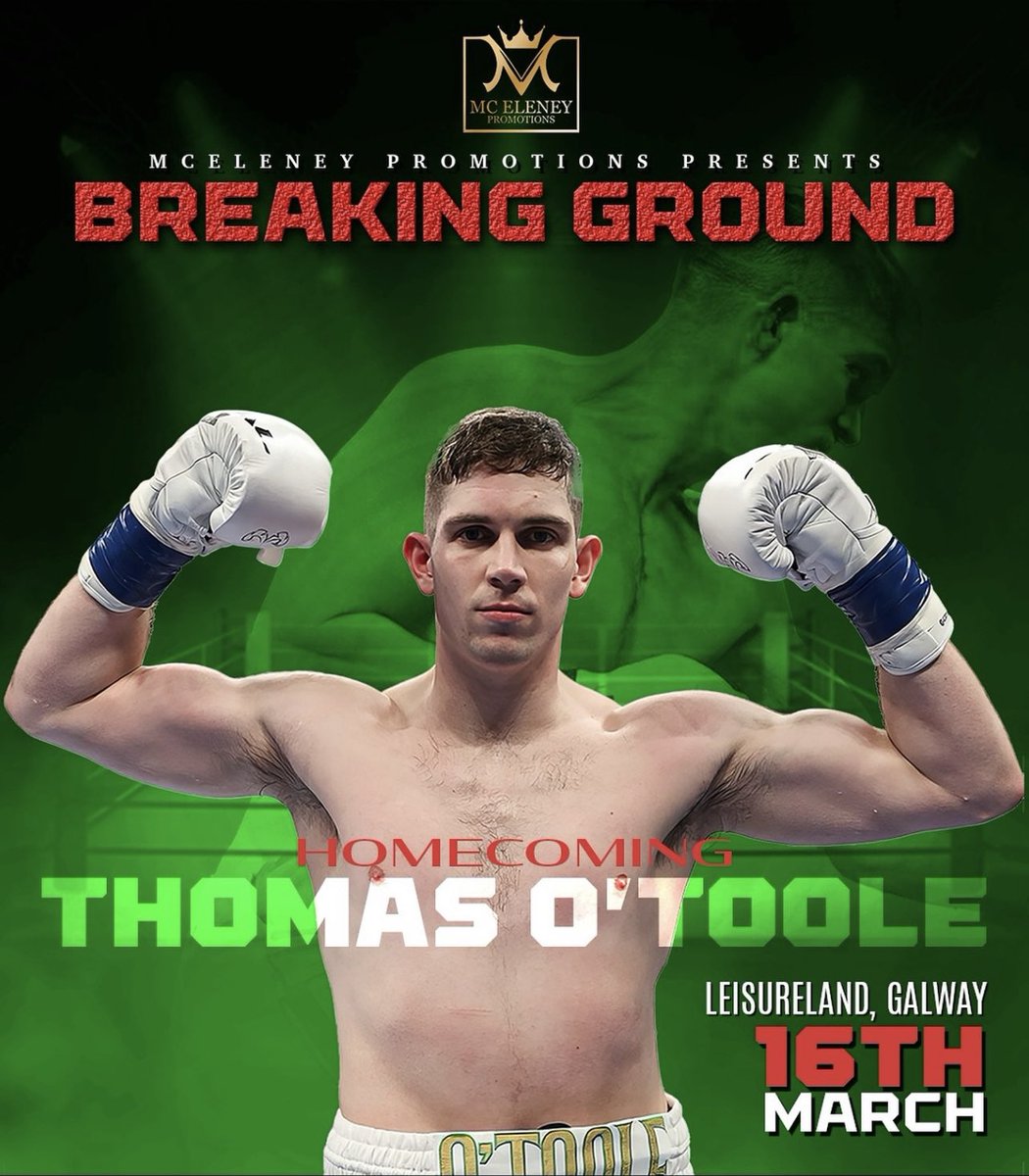Get ready to cheer on Thomas O’Toole as he steps into the ring for his epic homecoming fight at @leisurelandGal tomorrow night! 🥊 As a proud Galway business, Sound to Light is thrilled to be sponsoring this hometown hero since day one of his professional debut🌟