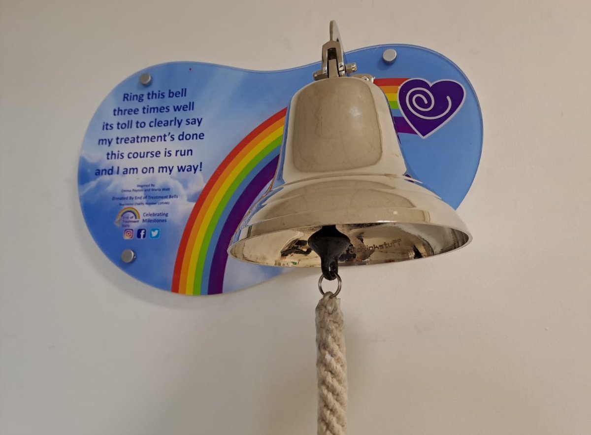 Finally we have the end of treatment bell at our Oncology day unit @ImperialNHS The end of treatment bell symbolises the end of treatment and being ready to get back to normal life. Thanks for all Cancer CNSs for their support and care #NationalCancerCNSDay