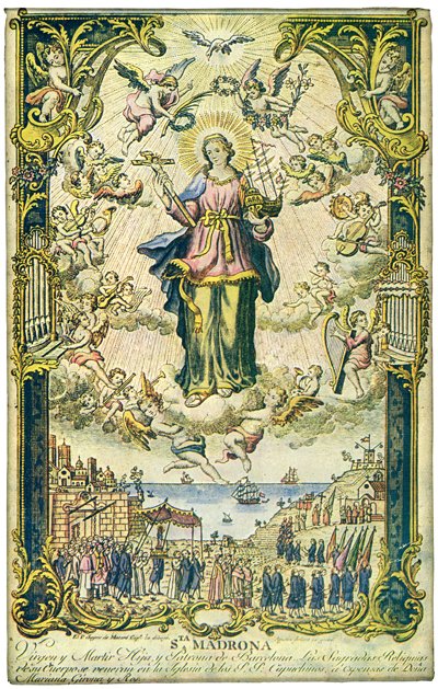 CalendariErmita's tweet image. #SantaMadrona patrona de #Barcelona (1564)

Havia estat costum fer processons amb les relíquies de la santa per invocar la #pluja 🌧️ en temps de #sequera com es veu en aquest gravat de fra Jaume de Mataró (†1817)

Article de fra valenti Serra a ▶️ calendariermita.cat