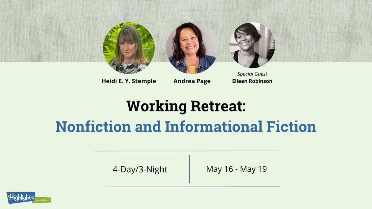 WriterAPage's tweet image. We’re two months away! Sign up today ✍🏽👩🏽‍💻📝❤️ Hope to see you ⁦@HighlightsFound⁩ #nonfiction #kidlit #nativeauthor #research