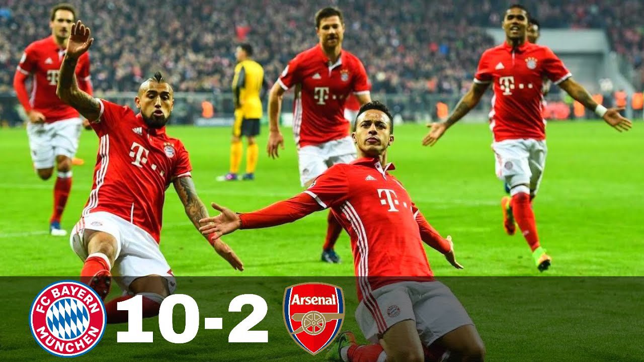 Bayern Munich won Arsenal in aggregate score of 10-2
